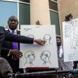 A press conference where attorneys present evidence related to the shooting of Andrew Brown Jr. with diagrams illustrating injuries. A press conference where attorneys present evidence related to the shooting of Andrew Brown Jr. with diagrams illustrating injuries.