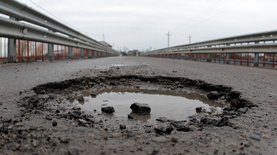 pothole in road