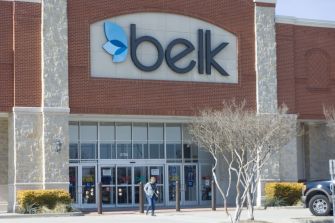 Exterior view of a Belk department store.