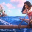 A scene from Disney's animated film *Moana*, featuring the main character navigating a boat on the ocean, with an island visible in the background. A scene from Disney's animated film *Moana*, featuring the main character navigating a boat on the ocean, with an island visible in the background.