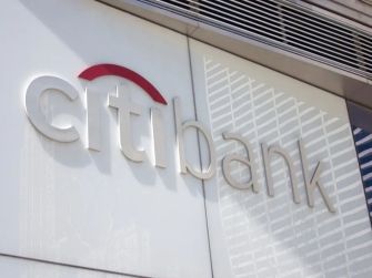Citibank sign on a building facade.