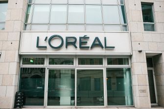 L’Oréal building exterior with the company's logo prominently displayed.