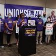 Group of advocates and legislators at a press conference supporting the Better Care Better Jobs Act, with signs advocating for fair wages and healthcare access. Group of advocates and legislators at a press conference supporting the Better Care Better Jobs Act, with signs advocating for fair wages and healthcare access.
