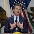 California Gov. Gavin Newsom outlines his 2021-2022 state budget proposal during a news conference in Sacramento, California.