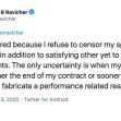 Tweet from Daniel Ravicher discussing his employment status and refusal to censor his speech. Tweet from Daniel Ravicher discussing his employment status and refusal to censor his speech.