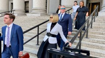 E. Jean Carroll and her legal team leave the courthouse after a federal appeals court upheld an $83.3 million defamation award against Donald Trump.