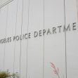 Signage of the Los Angeles Police Department building. Signage of the Los Angeles Police Department building.