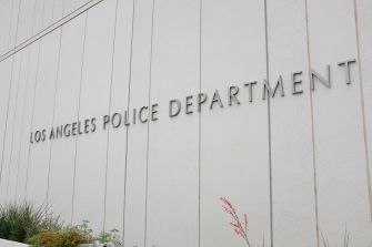 Signage of the Los Angeles Police Department building.