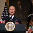 President Biden delivering a speech on the "Buy American" Executive Order, with the Presidential Seal and American flags in the background. President Biden delivering a speech on the "Buy American" Executive Order, with the Presidential Seal and American flags in the background.