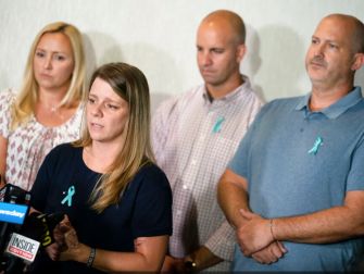 Gabby Petito's family speaking at a press conference regarding their lawsuit against Brian Laundrie's family.