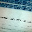 Birth certificates laid out with the title "Certificate of Live Birth." Birth certificates laid out with the title "Certificate of Live Birth."