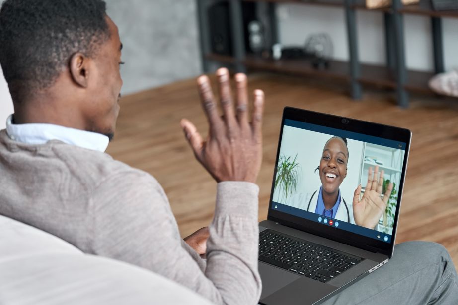 man on telehealth consult