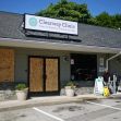 Exterior view of the Clearway Clinic, a crisis pregnancy center in Worcester, Massachusetts, with boarded windows and signage indicating it offers free confidential pregnancy help. Exterior view of the Clearway Clinic, a crisis pregnancy center in Worcester, Massachusetts, with boarded windows and signage indicating it offers free confidential pregnancy help.