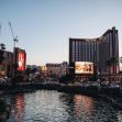 View of Treasure Island Hotel in Las Vegas at dusk. View of Treasure Island Hotel in Las Vegas at dusk.
