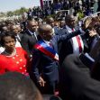 Former Haitian President Jovenel Moise and his wife, Martine Moise, at a public event. Former Haitian President Jovenel Moise and his wife, Martine Moise, at a public event.