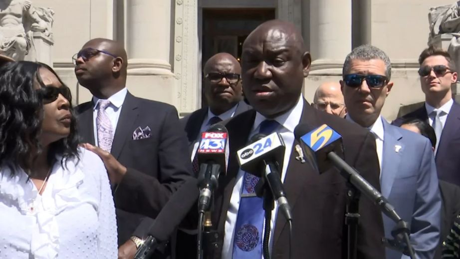 Ben Crump announces the filing of a civil lawsuit against the City of Memphis, the Memphis Police Department, and individual officers for the January 2023 death of Tyre Nichols. (WHBQ via CNN)