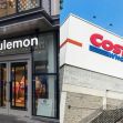 Photo of Lululemon and Costco storefronts side by side. Photo of Lululemon and Costco storefronts side by side.