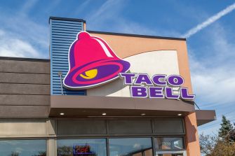 Taco Bell restaurant exterior with the iconic logo and signage.