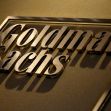 Goldman Sachs logo displayed on a wall. Goldman Sachs logo displayed on a wall.