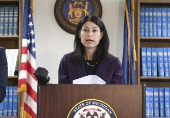 Michigan Attorney General Dana Nessel addressing the media regarding the investigation into fake GOP electors.
