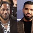 A split image of Kendrick Lamar and Drake, two prominent hip-hop artists involved in a high-profile legal dispute over artistic expression in music. A split image of Kendrick Lamar and Drake, two prominent hip-hop artists involved in a high-profile legal dispute over artistic expression in music.