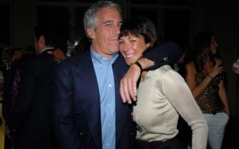 Ghislaine Maxwell with Jeffrey Epstein at a social event.