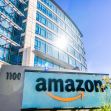 Amazon headquarters building with a prominent company logo. Amazon headquarters building with a prominent company logo.