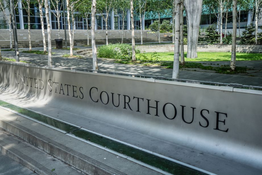 United States Courthouse sign in Seattle, Washington