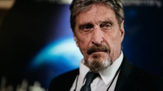 Image of John McAfee, the founder of antivirus software, facing charges for cryptocurrency fraud and money laundering.
