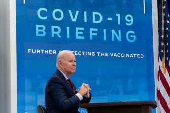 President Biden during a COVID-19 briefing about vaccination mandates.