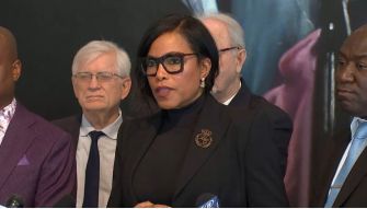 Ilyasah Shabazz speaks at a news conference regarding the lawsuit filed by Malcolm X’s family against the F.B.I., C.I.A., and New York City Police.