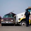 A damaged SUV is seen after a collision with a tractor-trailer in California, where 25 immigrants were being smuggled. A damaged SUV is seen after a collision with a tractor-trailer in California, where 25 immigrants were being smuggled.