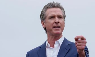 California Governor Gavin Newsom speaking about the newly signed AI safety disclosure law.