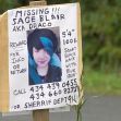 Missing persons poster for Sage Blair, featuring a photo, description, and contact information. Missing persons poster for Sage Blair, featuring a photo, description, and contact information.