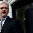 Julian Assange standing near a window, looking out, with his reflection visible. Julian Assange standing near a window, looking out, with his reflection visible.