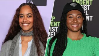 Image of Malia Obama and Natalie Jasmine Harris at various events.