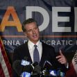 California Governor Gavin Newsom speaking at a press event, advocating for new gun legislation inspired by a Texas abortion law. California Governor Gavin Newsom speaking at a press event, advocating for new gun legislation inspired by a Texas abortion law.