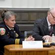 Joy Ponder, a former Asheville City firefighter, seated beside her attorney during a legal proceeding related to her gender discrimination lawsuit. Joy Ponder, a former Asheville City firefighter, seated beside her attorney during a legal proceeding related to her gender discrimination lawsuit.