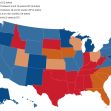 Map showing the status of abortion laws across the United States in January 2025, highlighting states with various restrictions and gestational limits. Map showing the status of abortion laws across the United States in January 2025, highlighting states with various restrictions and gestational limits.