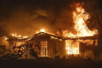A house engulfed in flames during the Zogg Fire in Northern California.