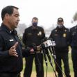 San Diego Lifeguard Lt. Rick Romero speaks at a news conference held after a boat capsized just off the San Diego coast Sunday, May 2, 2021, in San Diego. (AP Photo/Denis Poroy)