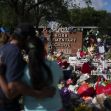 Vigil at Robb Elementary School memorial with flowers and tributes honoring the victims of the Uvalde school shooting. Vigil at Robb Elementary School memorial with flowers and tributes honoring the victims of the Uvalde school shooting.