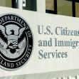 Sign for the U.S. Department of Homeland Security, indicating the agency responsible for citizenship and immigration services. Sign for the U.S. Department of Homeland Security, indicating the agency responsible for citizenship and immigration services.