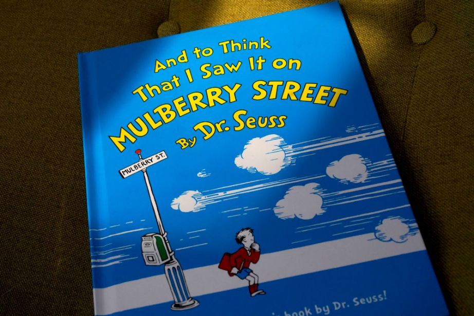 A copy of the book "And to Think That I Saw It on Mulberry Street," by Dr. Seuss