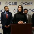 Abby Martin (center) speaks at a news conference on Monday, about a lawsuit she filed on Feb. 10, 2020 against Georgia Southern University.