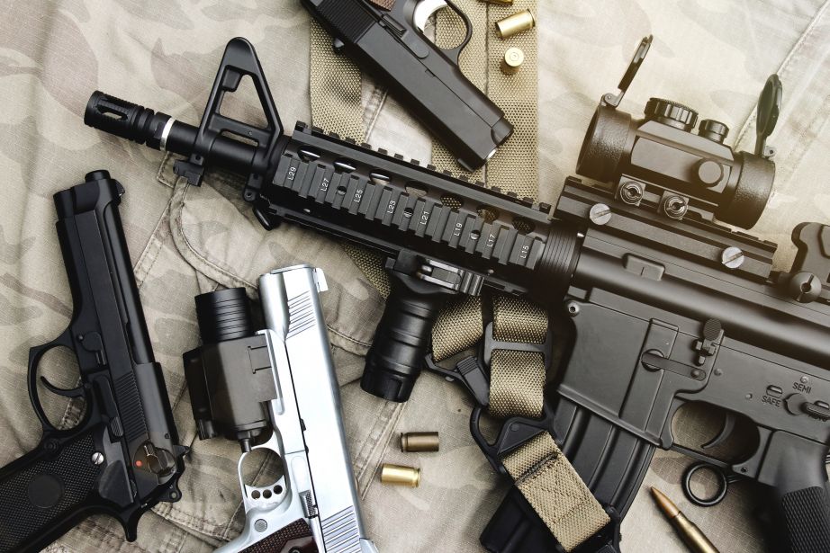 assault weapons in pile