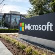 Microsoft office sign outside a building. Microsoft office sign outside a building.