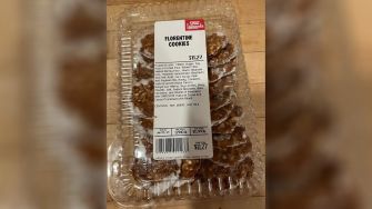 Package of Florentine cookies with label highlighting missing peanut allergen information.