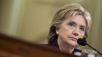 Hillary Clinton testifying at a congressional hearing.