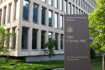 The exterior of the Theodore Roosevelt Building, home to the U.S. Office of Personnel Management, located at 1900 E Street, NW.
